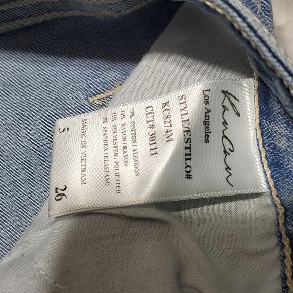 KanCan Lighter Wash Distressed Skinny Jeans w Frayed Hem Size 26 Waist 26.5 In - Picture 5 of 7